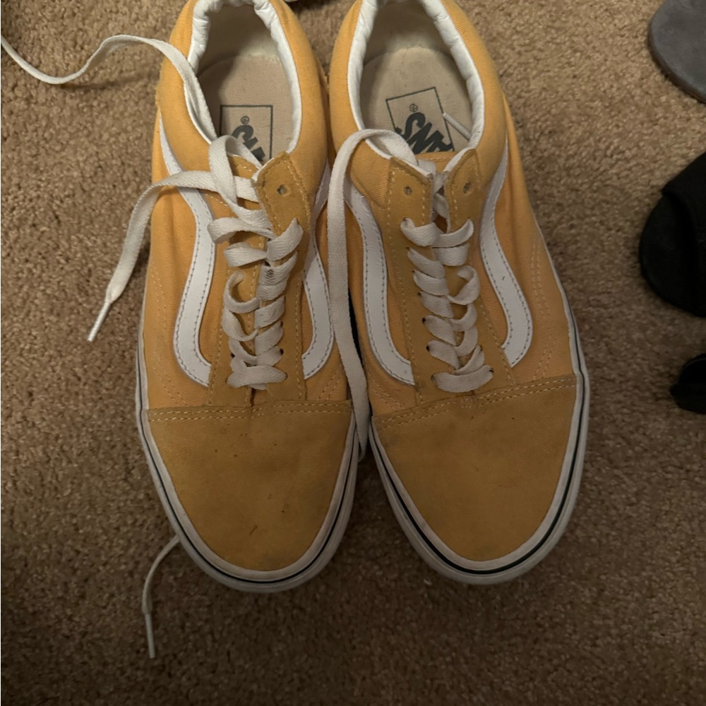 Vans Yellow Sneakers with White Accents and Low-Top Design